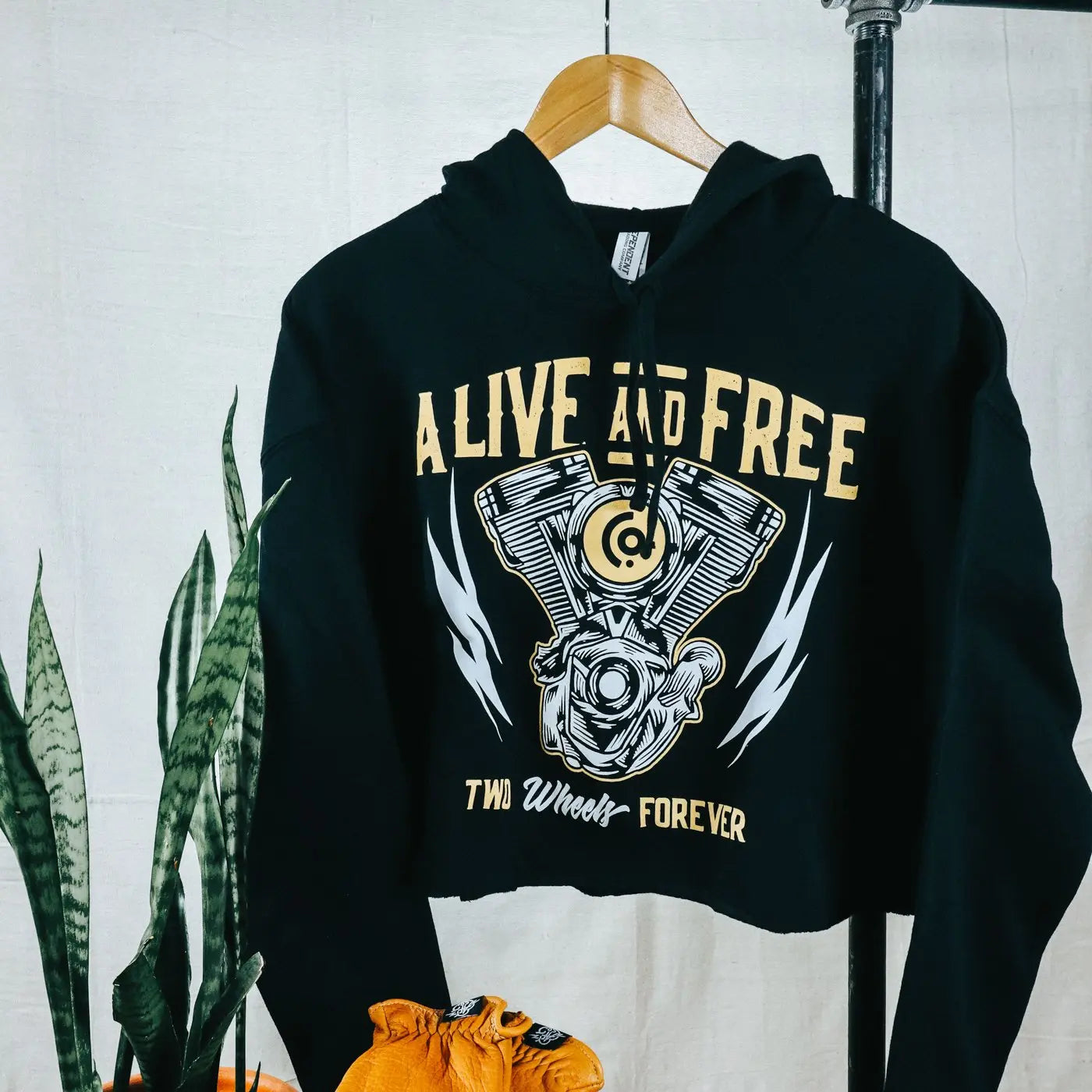 "V-Twin" Crop Hoodie - Alive & Free Co